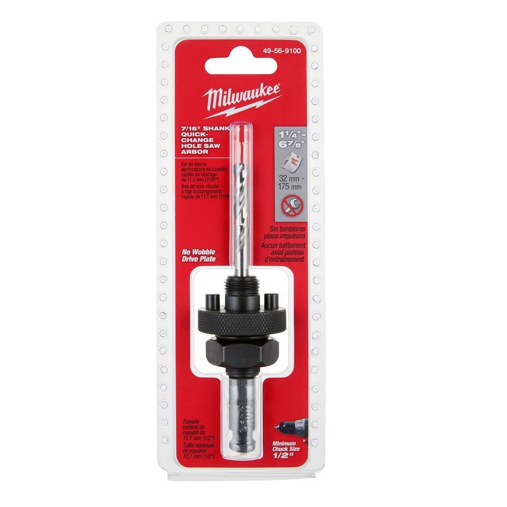 Mandril para Serra Copo com Broca Encaixe 1/2" 32-175MM 1/2" Milwaukee 49-56-9100