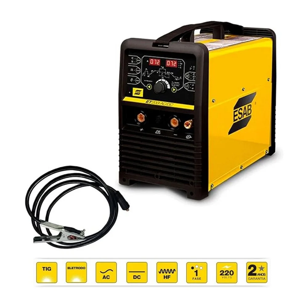 Maquina de Solda Inversora TIG e Eletrodo AC/DC 5-200A 220V Esab ET 200I