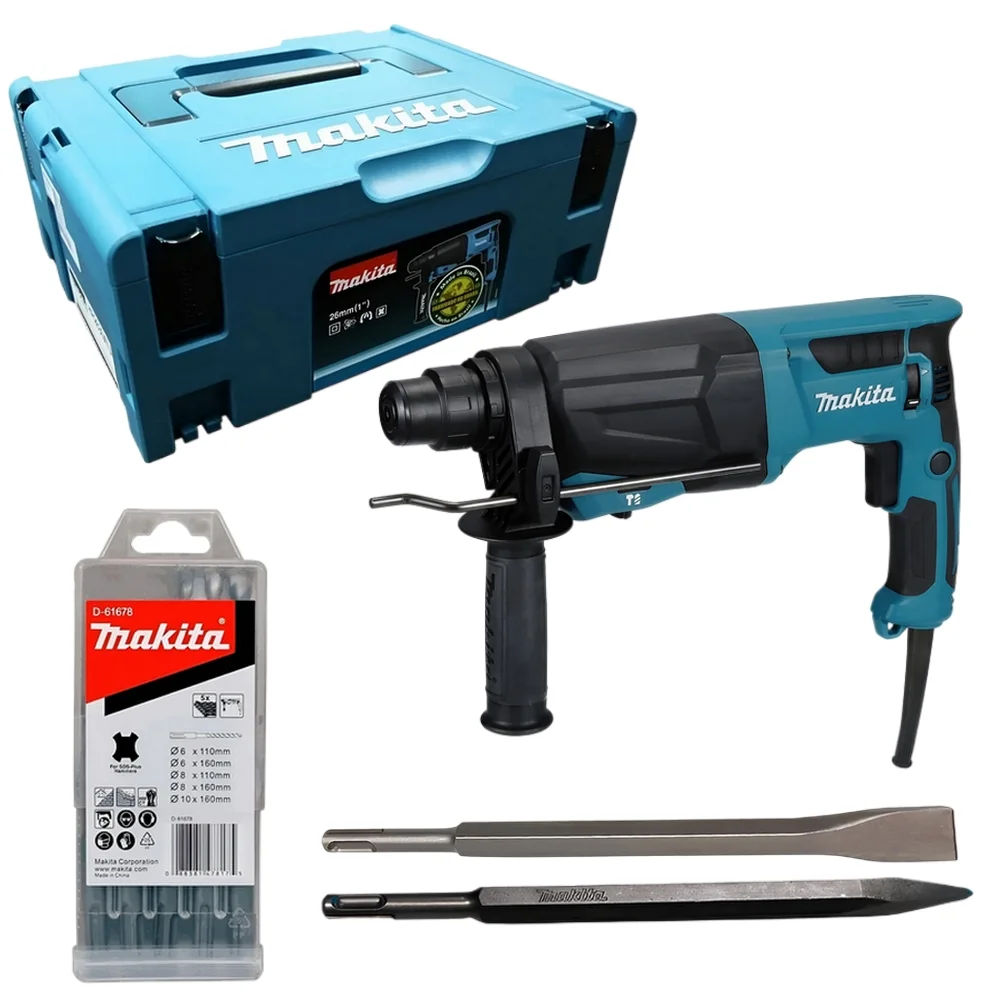 Martelete Perfurador Rompedor 2,9KG SDS-Plus com Maleta e Acessorios 26MM-3J 110V 800W Makita HR2670X6
