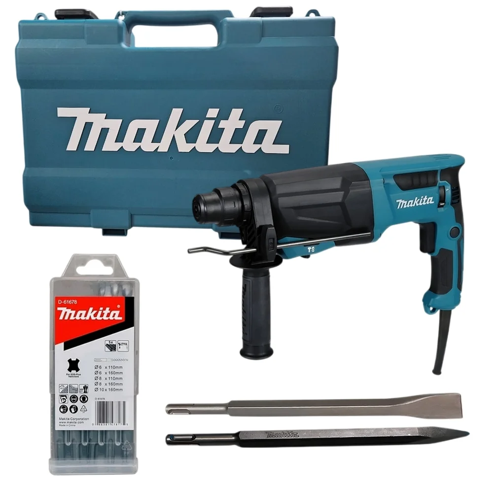 Martelete Perfurador Rompedor 2,9KG SDS-Plus com Maleta e Acessorios 26MM-3J 110V 800W Makita HR2670X6