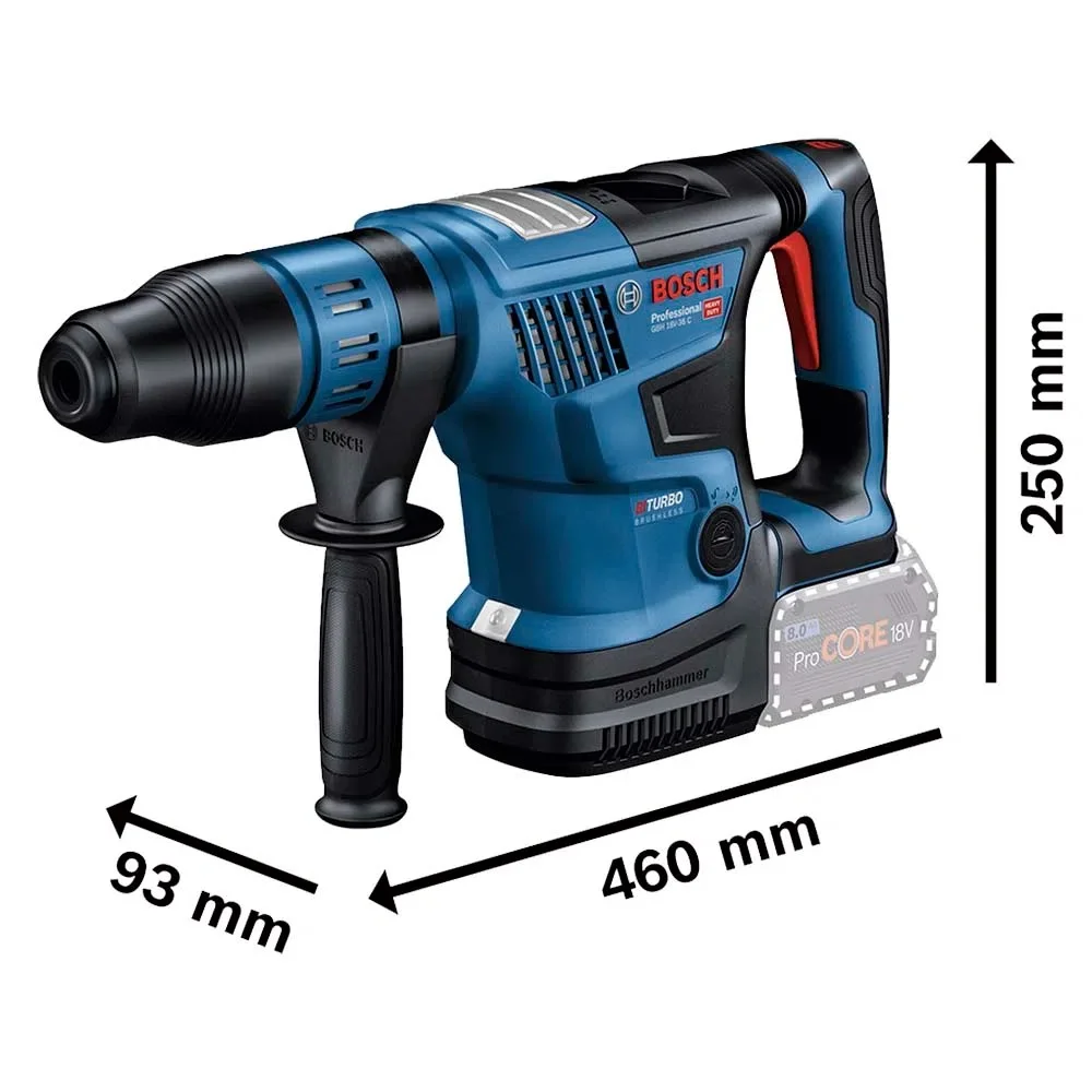 Martelete Perfurador Rompedor Bateria 18V Brushless SDS-MAX Sem Carregador e Bateria 35MM Bosch GBH 18V-36C