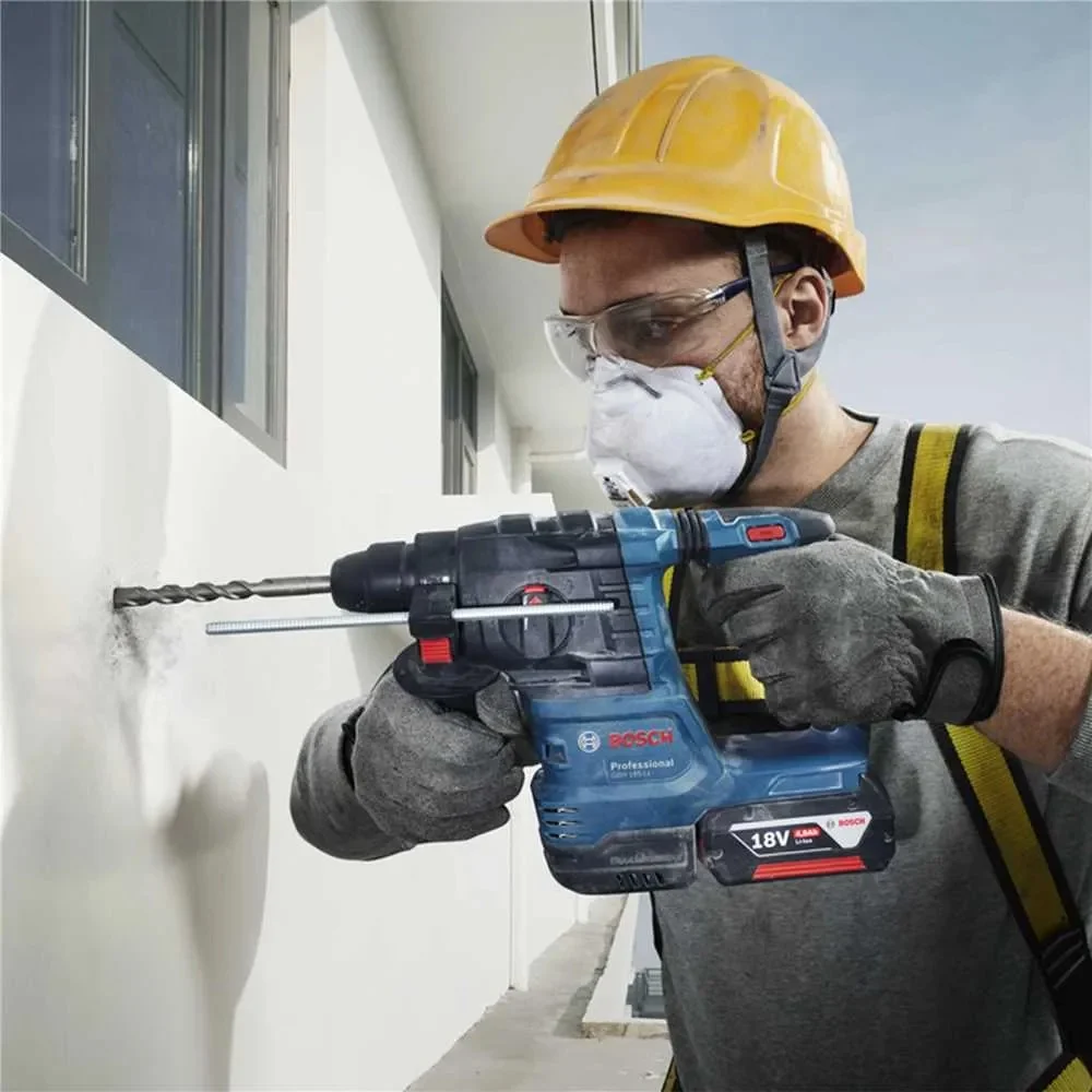 Martelete Perfurador Rompedor Bateria 18V Brushless SDS-Plus Maleta Carregador 2 Baterias 4A 22MM Bivolt Bosch GBH 185-LI