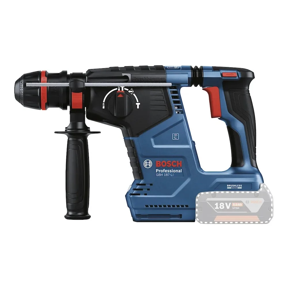 Martelete Perfurador Rompedor Bateria 18V Brushless SDS-Plus Sem Carregador e Bateria 26MM Bosch GBH 187-LI