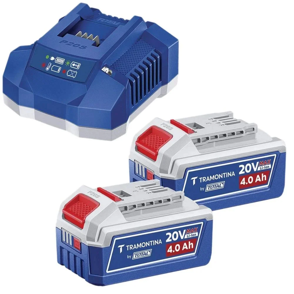 Martelete Perfurador Rompedor Bateria 20V Brushless SDS-Plus Maleta Carregador 2 Baterias 26MM Bivolt Tramontina by Total 42305/204