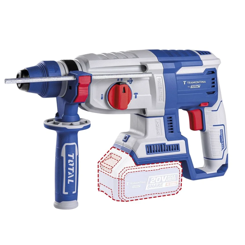 Martelete Perfurador Rompedor Bateria 20V Brushless SDS-Plus Maleta Carregador 2 Baterias 26MM Bivolt Tramontina Tota 42305/204