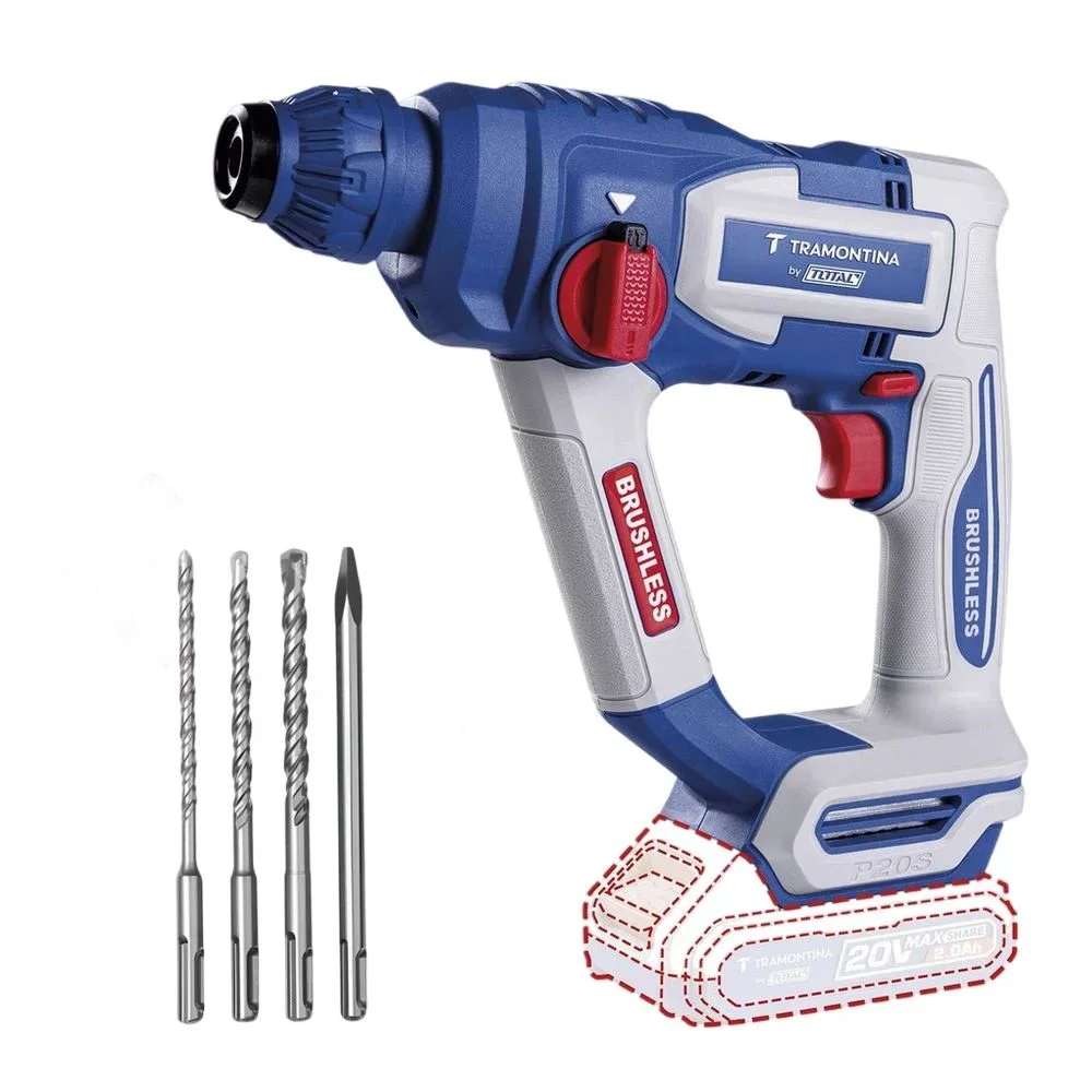 Martelete Perfurador Rompedor Bateria 20V Brushless SDS-Plus Sem Carregador e Bateria 18MM-1,8J Tramontina by Total 42305/002