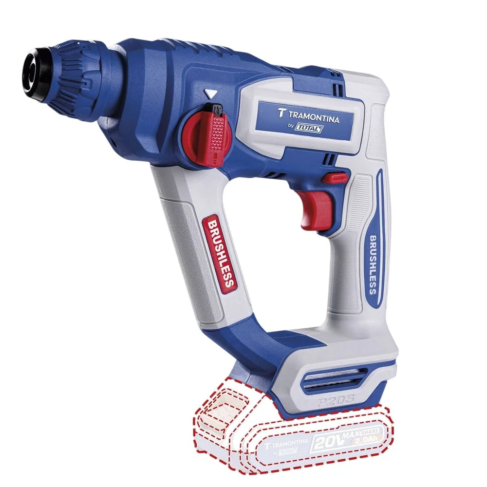 Martelete Perfurador Rompedor Bateria 20V Brushless SDS-Plus Sem Carregador e Bateria 18MM-1,8J Tramontina Tota 42305/002
