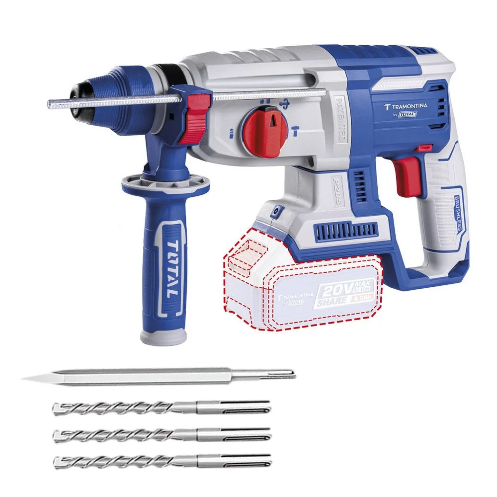 Martelete Perfurador Rompedor Bateria 20V Brushless SDS-Plus Sem Carregador e Bateria 26MM-2,5J Tramontina Tota 42305/004