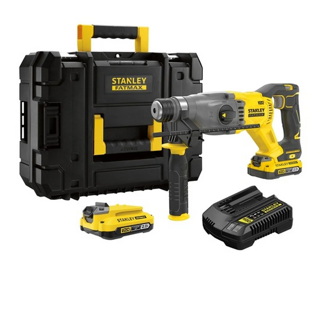 Martelete Perfurador Rompedor Bateria 20V Max Brushless SDS-Plus Maleta Carregador 2 Baterias 22MM Bivolt Stanley SBH900D2K-BR