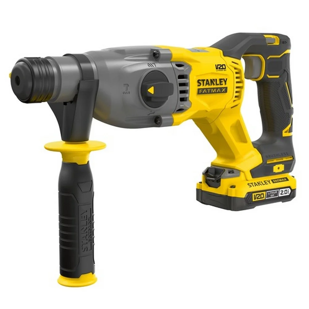 Martelete Perfurador Rompedor Bateria 20V Max Brushless SDS-Plus Maleta Carregador 2 Baterias 22MM Bivolt Stanley SBH900D2K-BR
