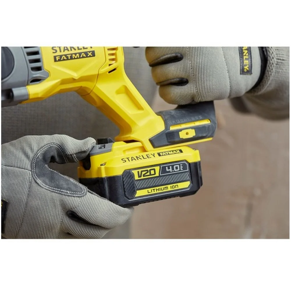 Martelete Perfurador Rompedor Bateria 20V Max Brushless SDS-Plus Maleta Carregador 2 Baterias 22MM Bivolt Stanley SBH900D2K-BR