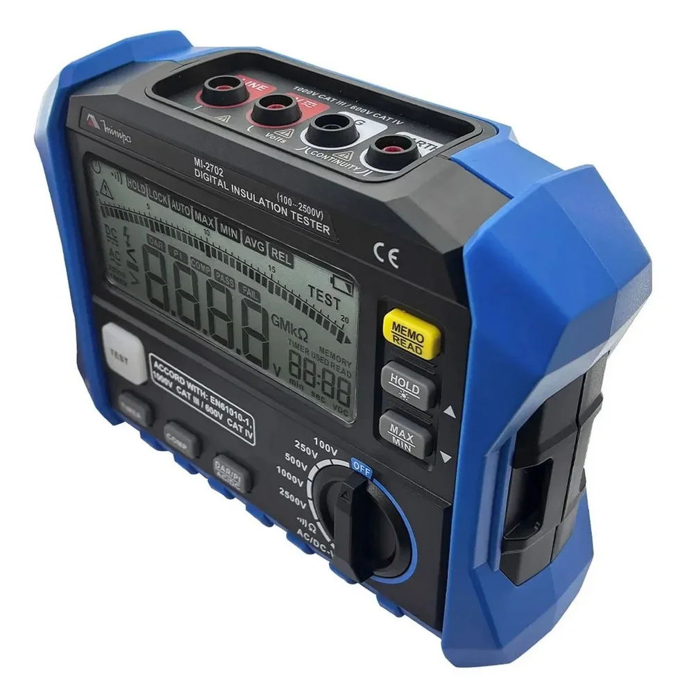 Megometro Digital Portatil 1000V DC 750V AC CAT.IV 600V 10G OHMS Minipa MI-2702