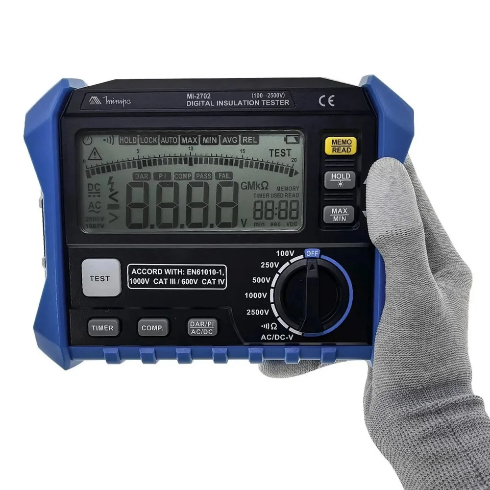 Megometro Digital Portatil 1000V DC 750V AC CAT.IV 600V 10G OHMS Minipa MI-2702