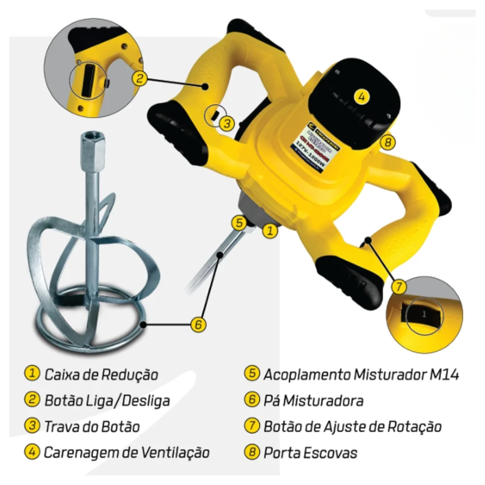 Misturador de Tinta e Argamassa 220V 1200W Chiaperini CH MT-1200E