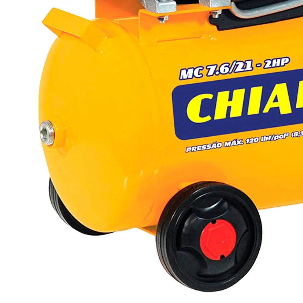 Motocompressor de Ar 2HP 21 Litros 120 Libras com Rodizio 7,6PCM 220V Chiaperini MC7,6/21L