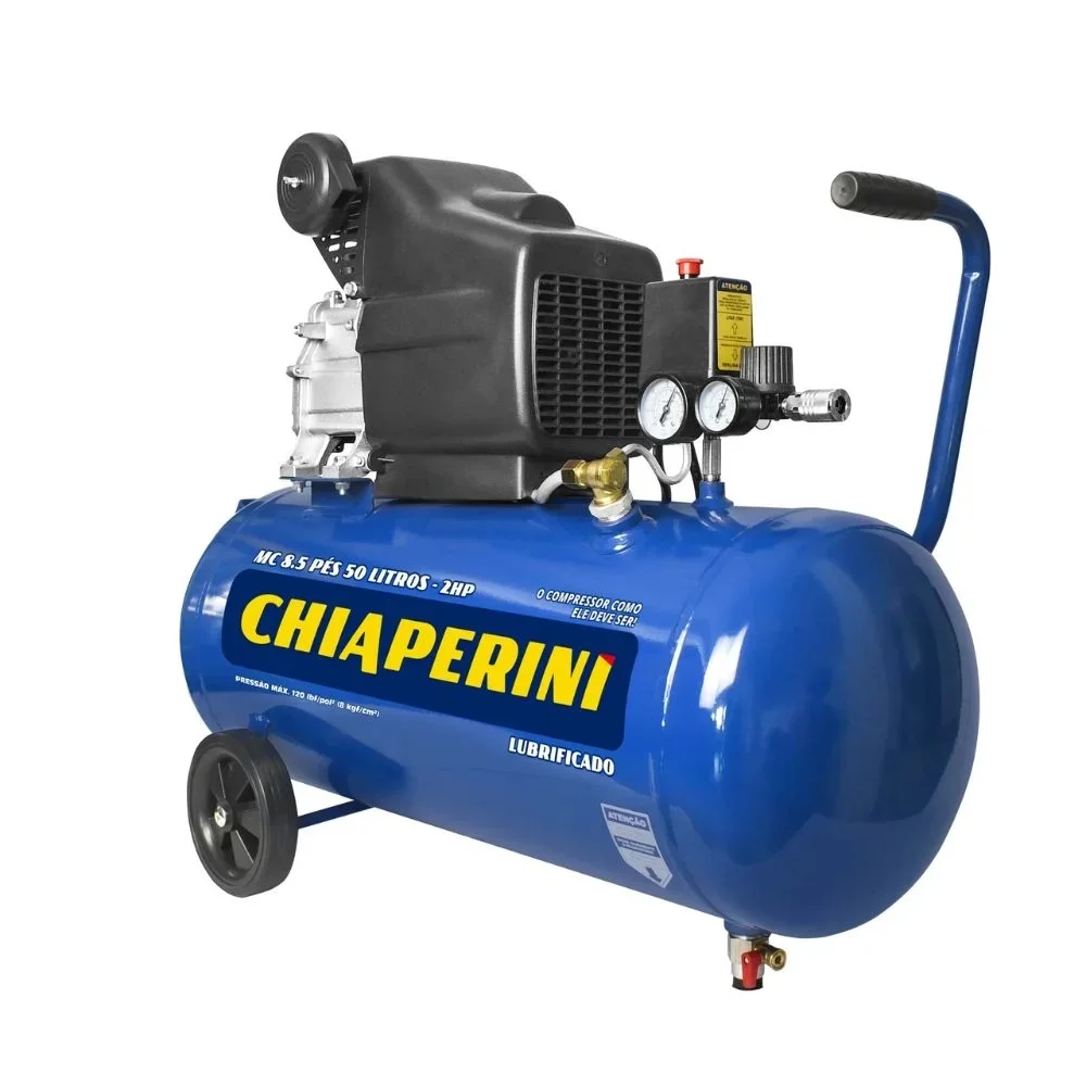 Motocompressor de Ar 2HP 50 Litros 120 Libras com Rodizio 8,5PCM 110V Chiaperini MC8,5/50L
