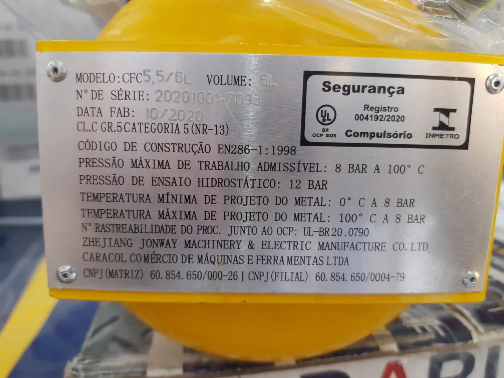 Motocompressor de Ar Mega Air 1HP 115 Libras 6 Litros 5,5PCM 110V Ferrari CFC 5,5/6L