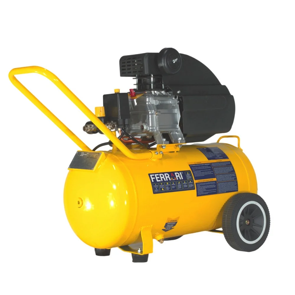Motocompressor de Ar Mega Air 2HP 50 Litros 115 Libras com Rodizio 10PCM 110V Ferrari CFC10/50L