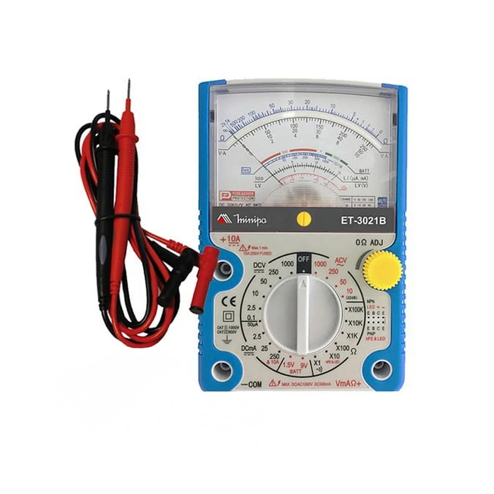 Multimetro Analogico 1000V AC/DC CAT.III 500V 10A-200MOHMS Minipa ET-3021C