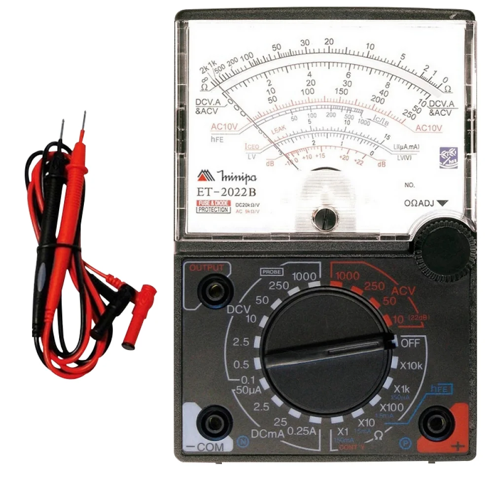 Multimetro Analogico 1000V AC/DC CAT.II 250MA-20KOHMS Minipa ET2022B