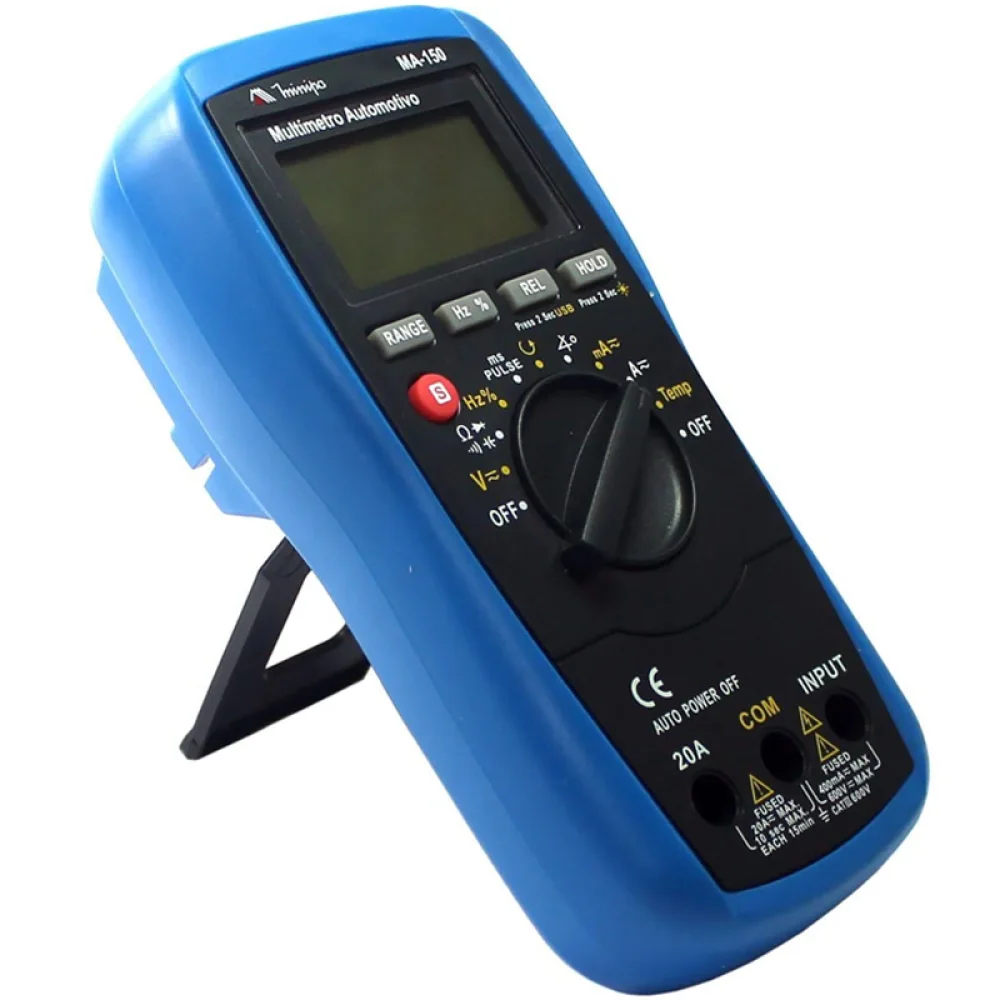Multimetro Automotivo 750V AC 1000V DC CAT.III 20A-60M OHMS Minipa MA-150