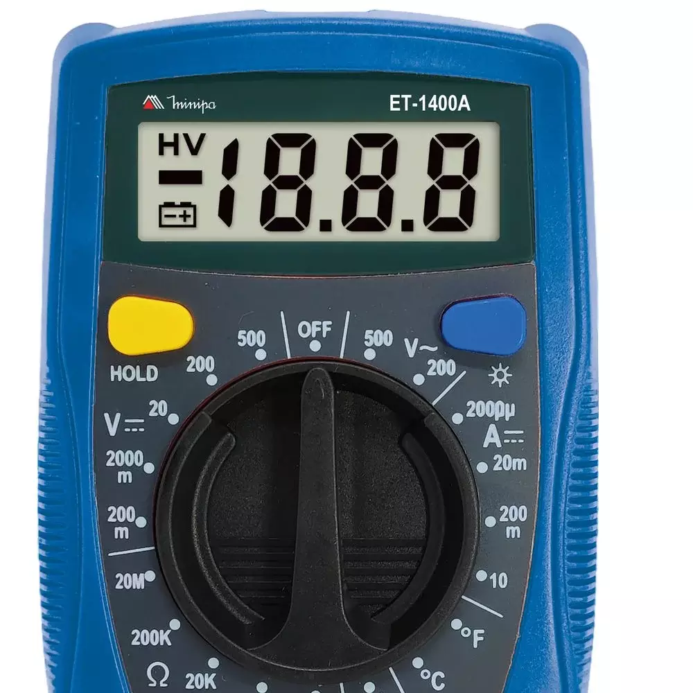 Multimetro Digital 500V AC/DC CAT.II 300V 10A-20M OHMS Minipa ET-1400A