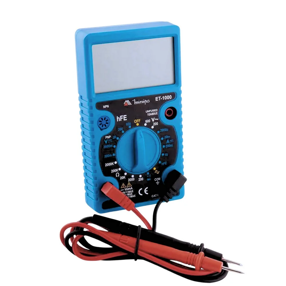 Multimetro Digital 600V AC/DC CAT.I 10A-2000K OHMS Minipa ET-1000