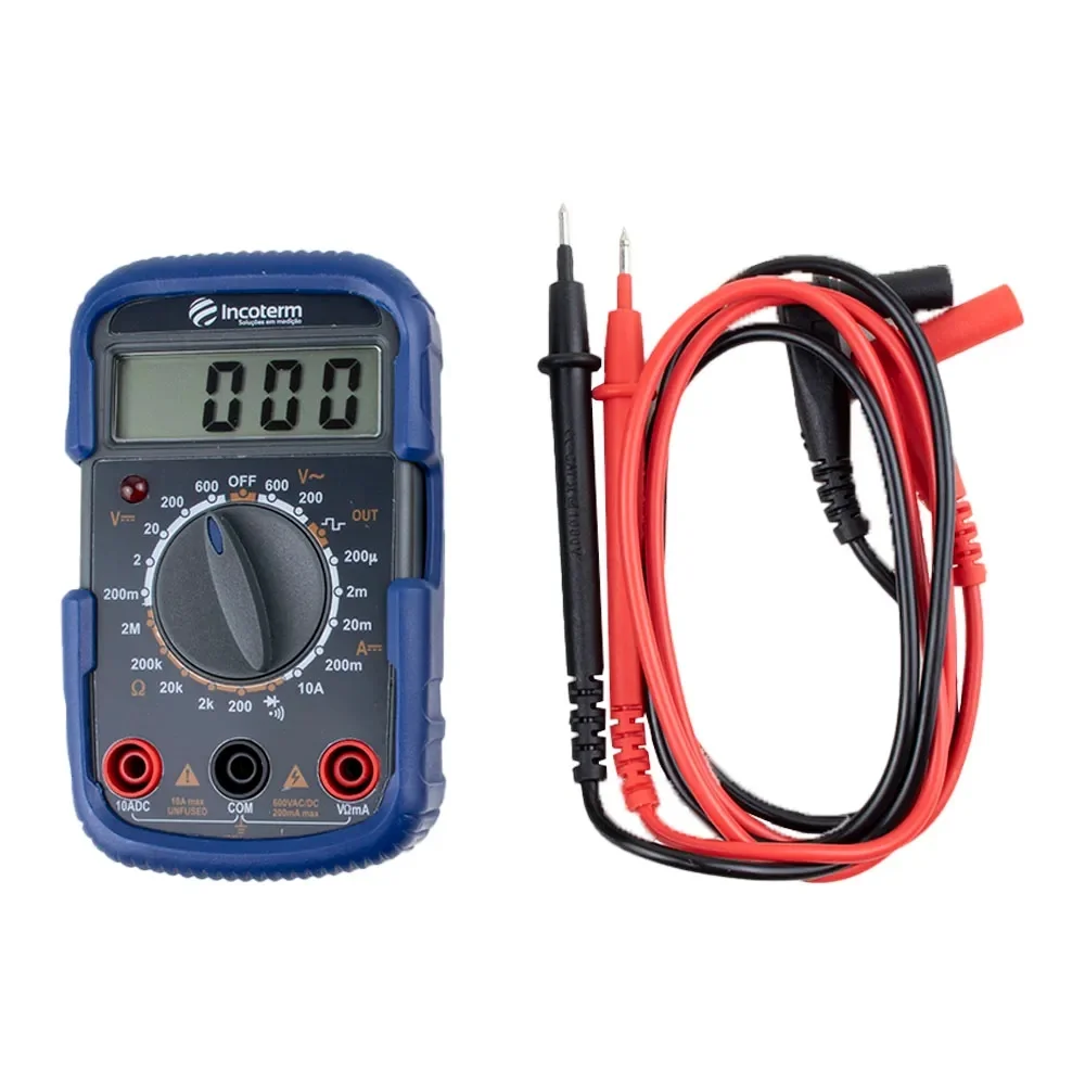 Multimetro Digital 600V AC/DC CAT.II 10A-2M OHMS Incoterm MD-100