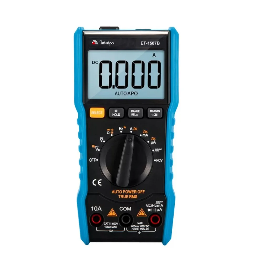 Multimetro Digital 750V AC 1000V DC CAT.III 600V 10A-40M OHMS Minipa ET-1507B