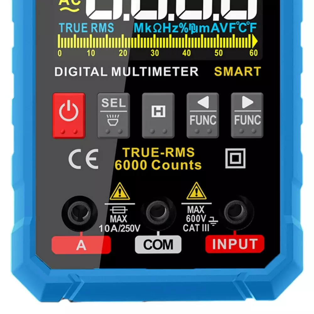 Multimetro Digital Smart True RMS AC 600V AC/DC CAT.III 10A-40M OHMS Minipa SM-1601