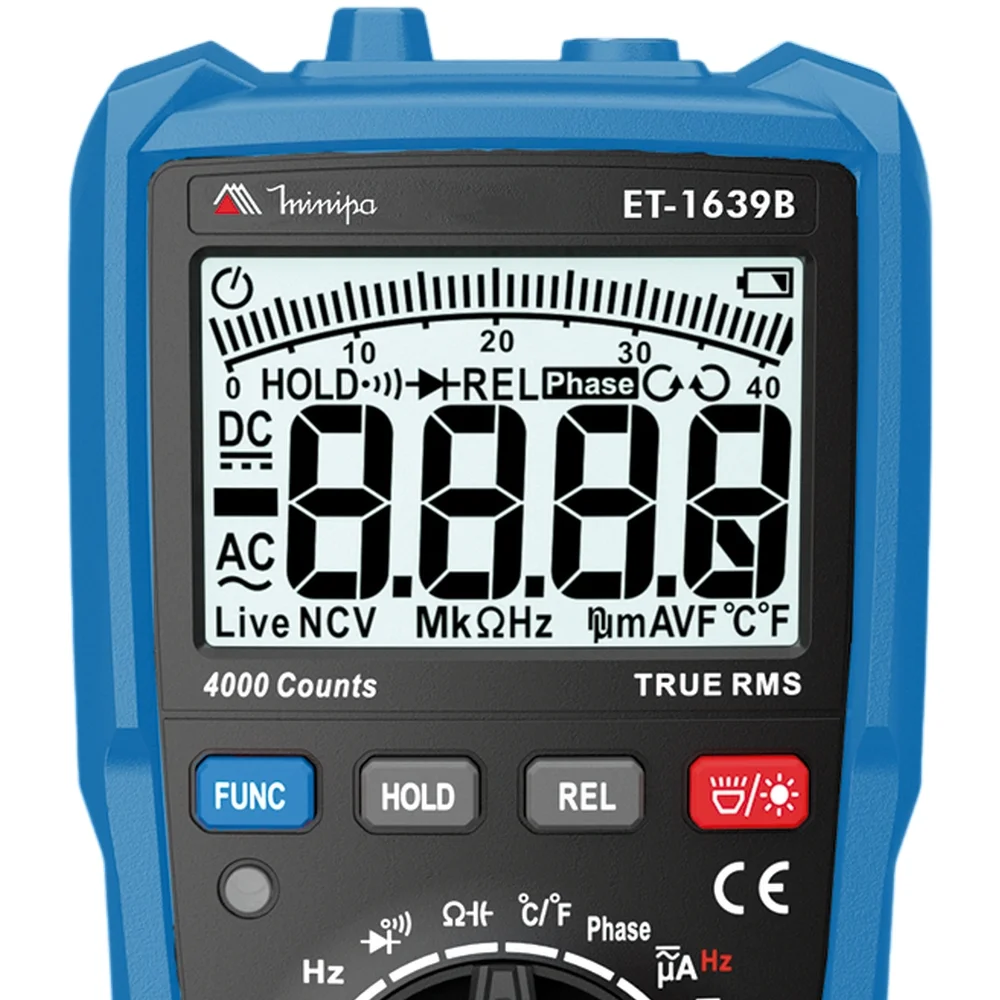 Multimetro Digital True RMS 750V AC 1000V DC CAT.III 600V 10A-60M OHMS Minipa ET-1639B