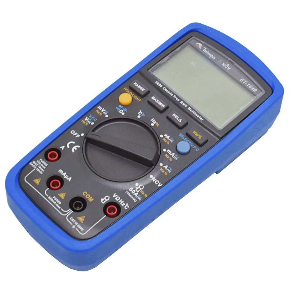 Multimetro Digital True Rms 750V AC 1000V DC CAT.III 600V 10A-60M OHMS Minipa ET1649
