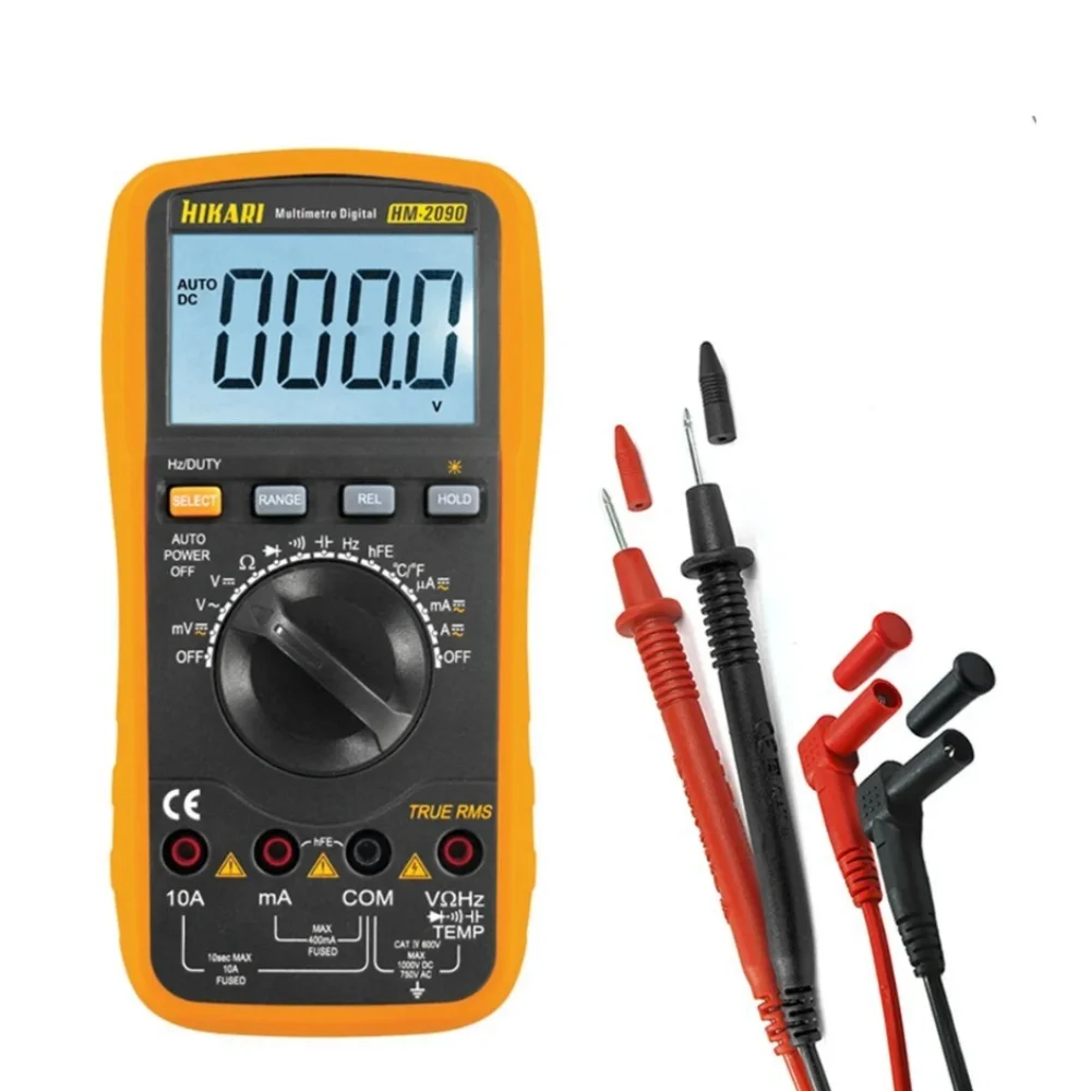 Multimetro Digital True RMS 750V AC 1000V DC CAT.IV 600V 10A-40M OHMS Hikari HM-2090