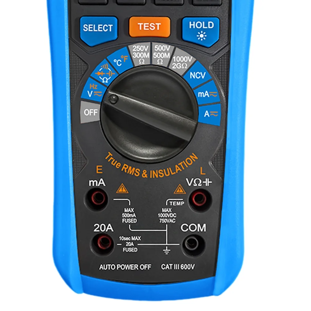 Multimetro Megometro Digital True RMS AC 750V AC 1000V DC CAT.III 600V 20A-60M OHMS Minipa ET-2760