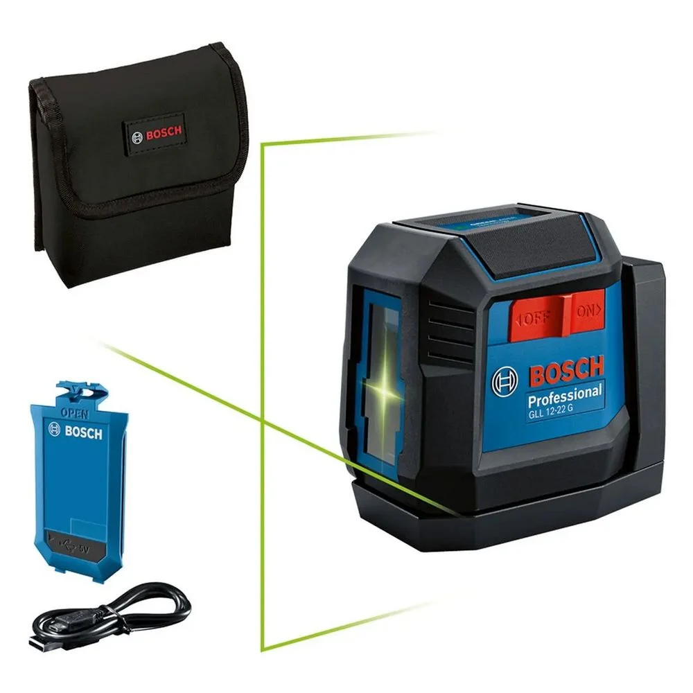 Nivel a Laser de 2 Linhas Verdes 12M Bosch GLL 12-22 G LI