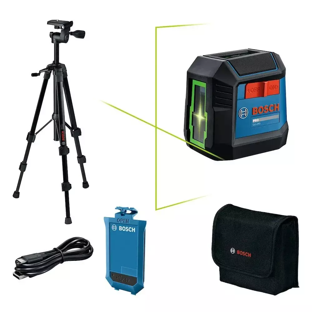 Nivel a Laser de 2 Linhas Verdes Automatico com Tripe 20M Bosch GLL2XG+BT120