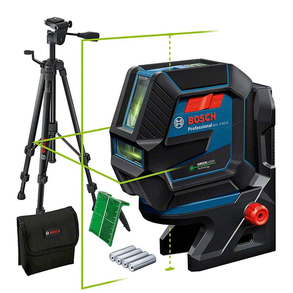 Nivel a Laser de Pontos e Linhas Cruzadas Verdes com Tripe 50M Bosch GCL 2-50 G