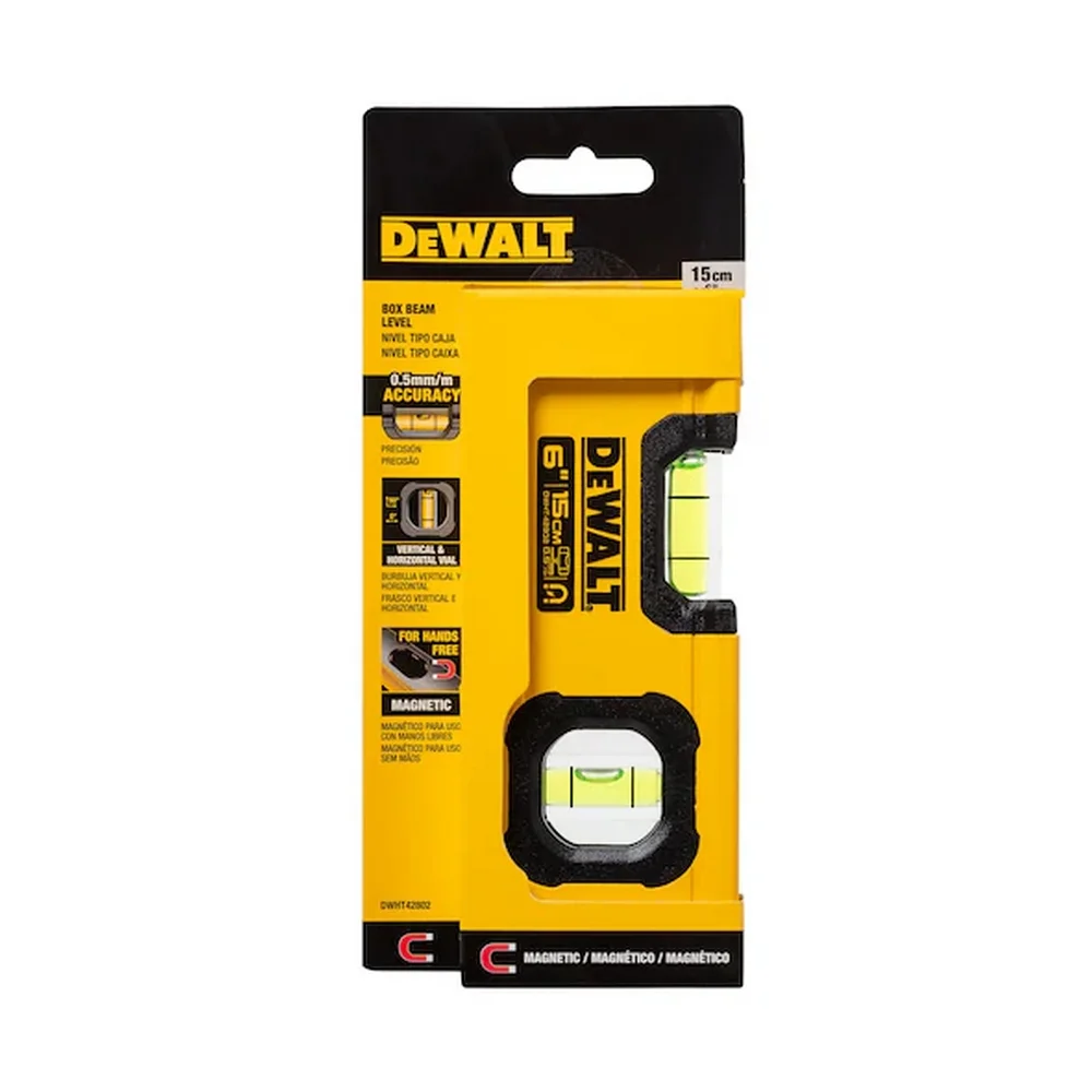 Nivel de Aluminio Base Magnetica 2 Bolhas 6" Dewalt DWHT42802