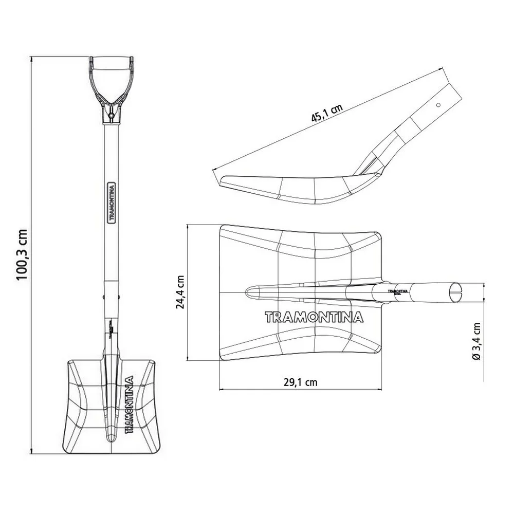 Pa Quadrada com Cabo Y de Madeira Punho Plastico N3-291X245MM Tramontina 77465/434