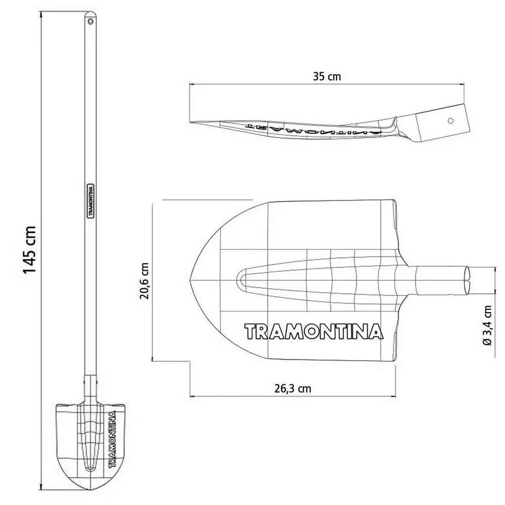 Pa Vanga de Bico com Cabo Reto 206X263MM Tramontina 77402/504