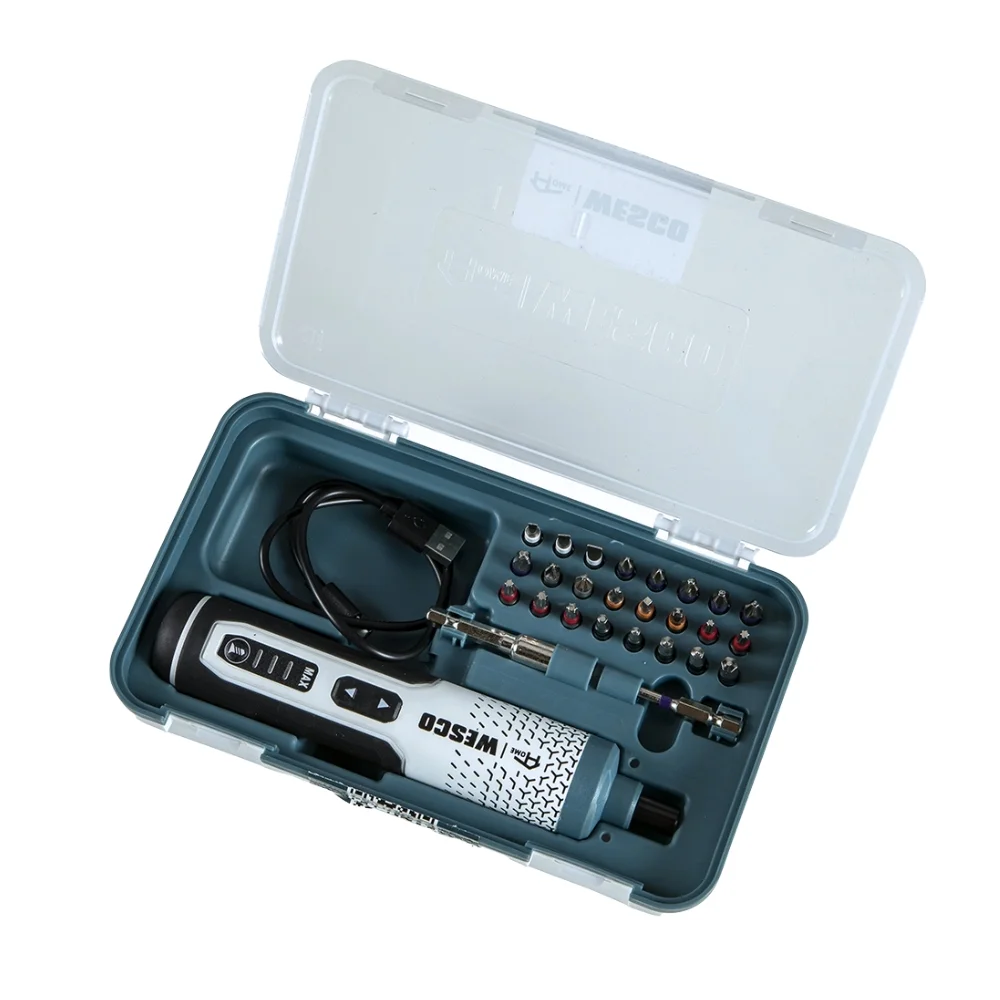 Parafusadeira a Bateria 3,6V Home Com 27 Acessorios e Cabo USB 1/4" Wesco WS2001