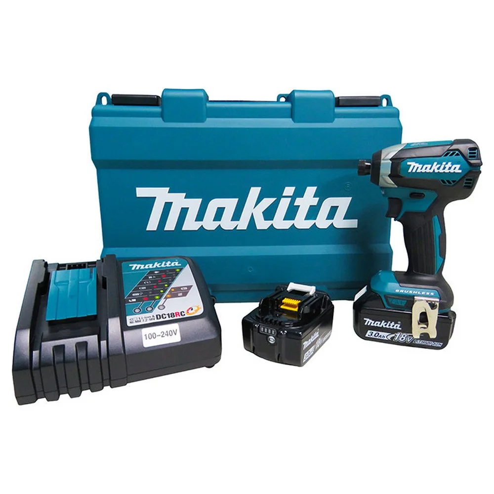 Parafusadeira de Impacto a Bateria 18V 170NM Brushless Maleta Carregador e 2 Baterias 3AH 1/4" Bivolt Makita DTD153RFE