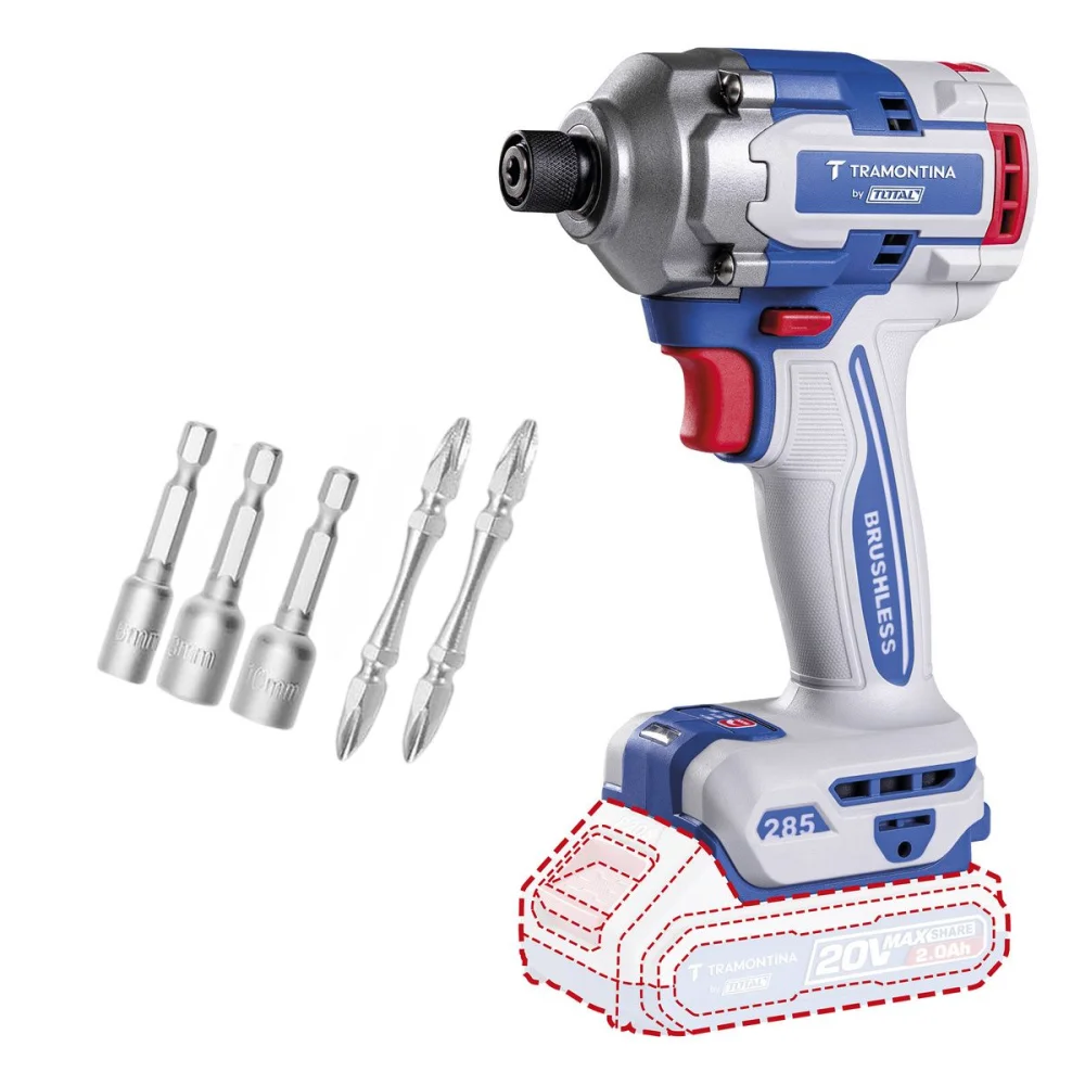Parafusadeira de Impacto a Bateria 20V Brushless 285NM Sem Carregador e Bateria 1/4" Tramontina Tota 42302/002