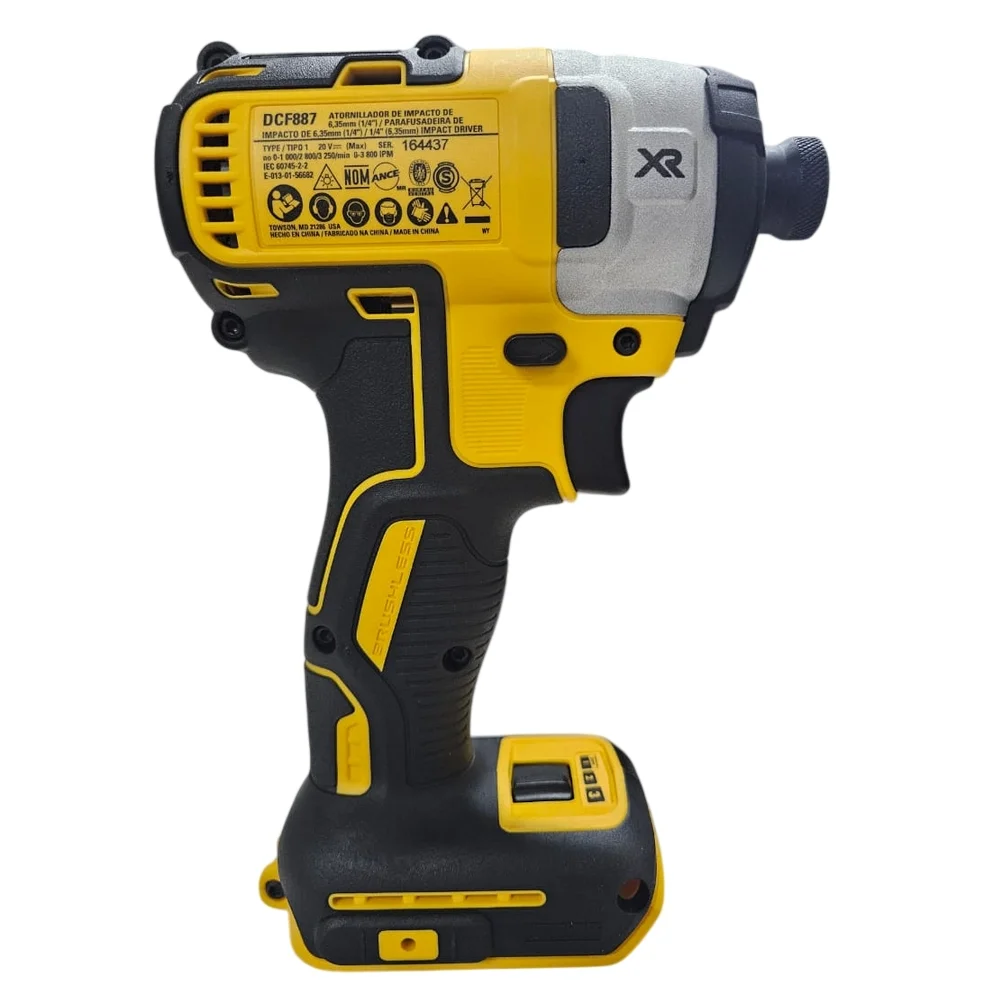 Parafusadeira de Impacto a Bateria 20V Max 205NM Brushless Sem Carregador e Bateria 1/4" Dewalt DCF887B-B3