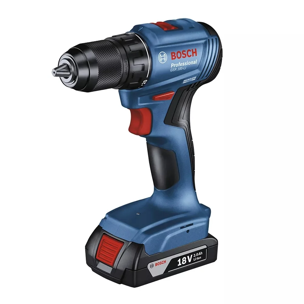 Parafusadeira Furadeira a Bateria 18V Brushless com Maleta Carregador e 2 Baterias 2AH 1/2" Bivolt Bosch GSR 185-LI