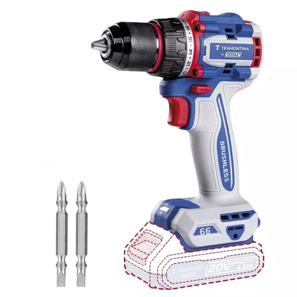 Parafusadeira Furadeira a Bateria 20V Brushless Sem Carregador e Bateria 1/2" Tramontina by Total 42301/003