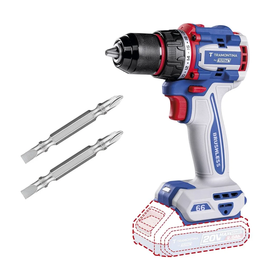 Parafusadeira Furadeira a Bateria 20V Brushless Sem Carregador e Bateria 1/2" Tramontina Tota 42301/003