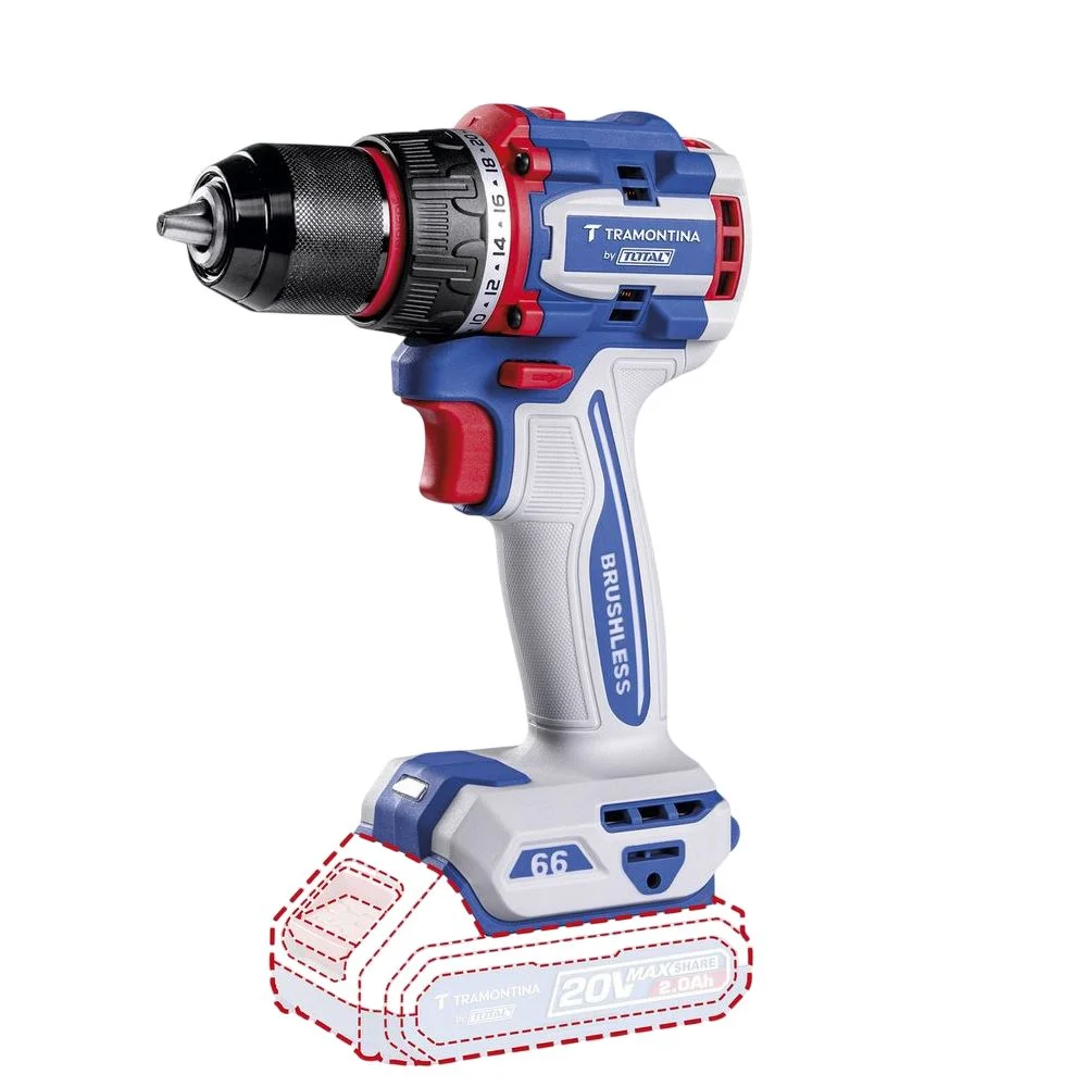 Parafusadeira Furadeira a Bateria 20V Brushless Sem Carregador e Bateria 1/2" Tramontina Tota 42301/003