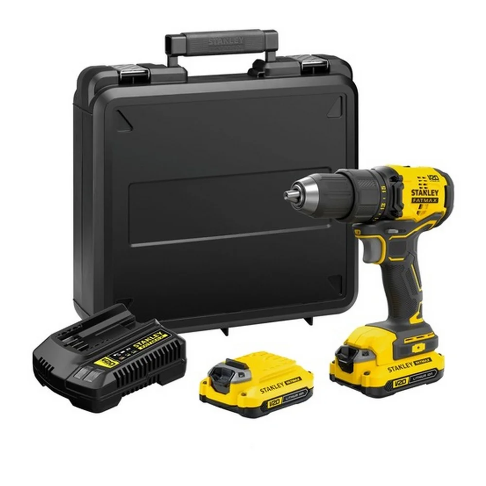 Parafusadeira Furadeira a Bateria 20V Max Brushless com Maleta Carregador e 2 Baterias 1,5AH 1/2" Bivolt Stanley SBD710C2K-BR