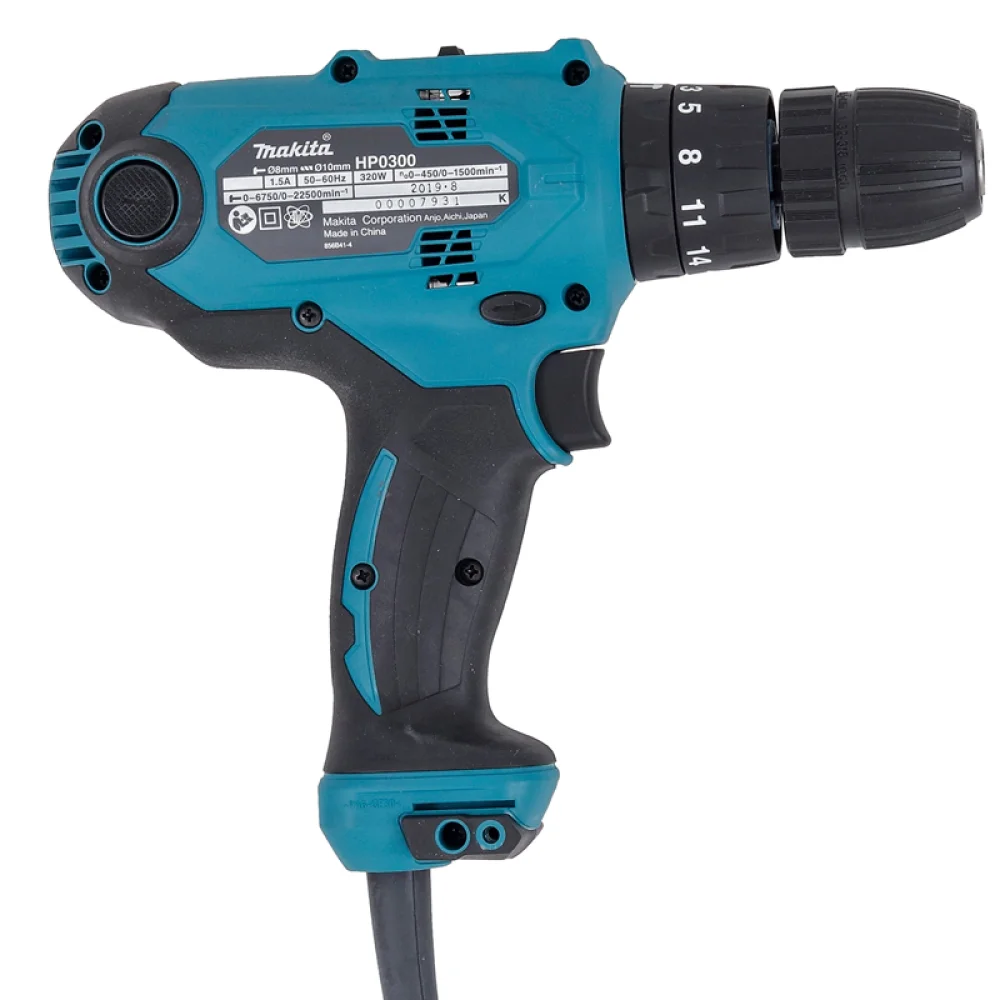 Parafusadeira Furadeira de Impacto Reversivel 2 Velocidades Variaveis 3/8" 220V 320W Makita HP0300